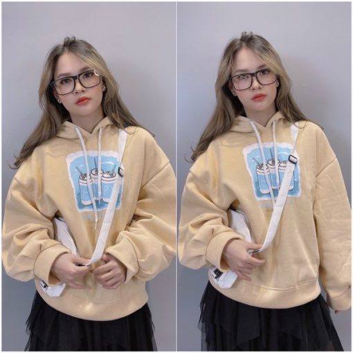 Áo hoodie in hình 3 chiếc ly vải thun nỉ