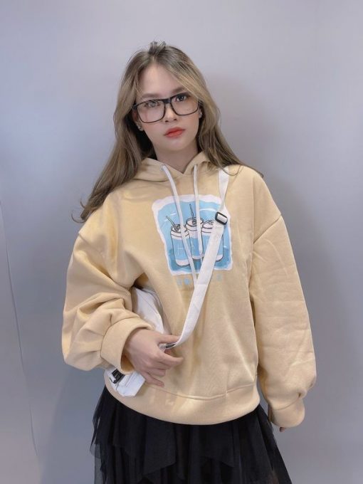 Áo hoodie in hình 3 chiếc ly vải thun nỉ