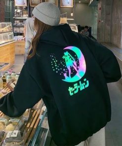 Áo hoodie phản quang in hình thuỷ thủ mặt trăng siêu cute