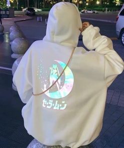 Áo hoodie phản quang in hình thuỷ thủ mặt trăng siêu cute