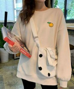 Áo sweater nữ chất thun PE được thêu hình trái cây siêu cute