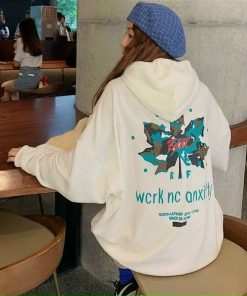 Áo hoodie chất liệu thun nỉ in họa tiết lá phong độc đáo cho các bạn nữ